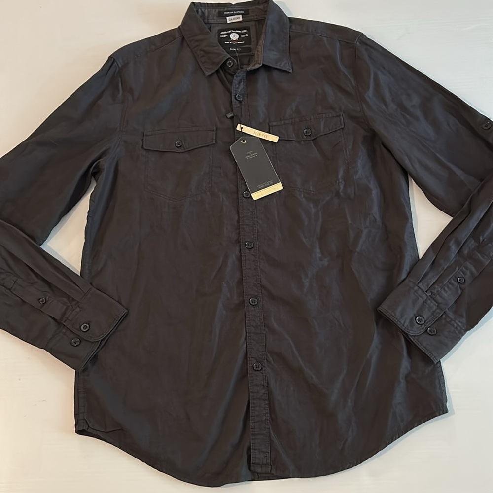 Men’s Cotton button front tab sleeve shirt medium slim fit